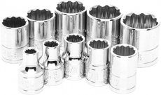 Hylssats i tum, Korta, 3/8", 12-kant, 1/4" - 13/16"