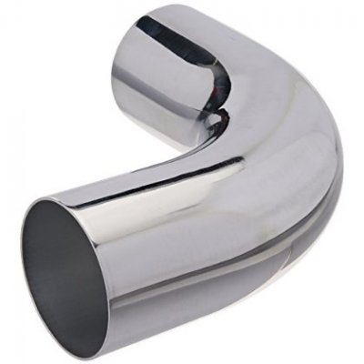 Vibrant polerat Aluminiumrör 3", 90°