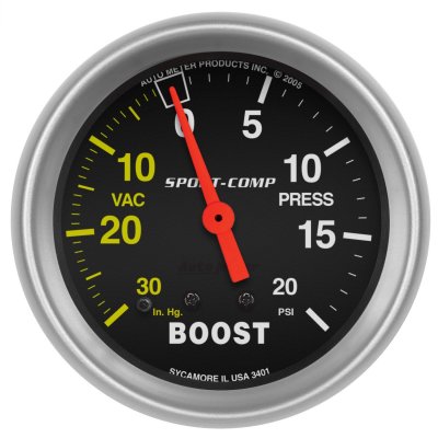 Autometer "Sport-Comp", Boost/Vakuum 30in HG- 20 psi, 66 mm