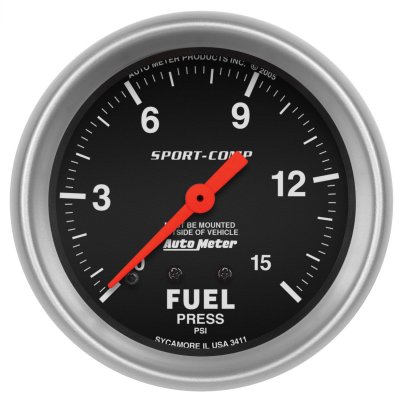Autometer "Sport-Comp", Bränsletryckmätare, 0-15 psi, 66 mm