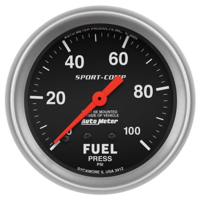 Autometer "Sport-Comp", Bränsletryckmätare, 0-100 psi, 66 mm