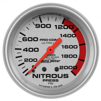 Autometer "Ultra-Lite", Nitroustryckmätare, 0-2000 PSI, 66 mm