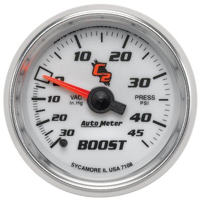 Autometer "C2", Boost/Vakuummätare, 30in HG-45 PSI, 52 mm
