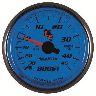 Autometer "C2", Boost/Vakuummätare, 30in HG-45 PSI, 52 mm