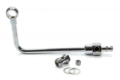 Persåkers Speedshop Carburetor Fuel Line, 3/8 in Hose Barb Inlet, 5/8-20 in Outlet, Stainless, Chrome, Edelbrock Performer / Thu