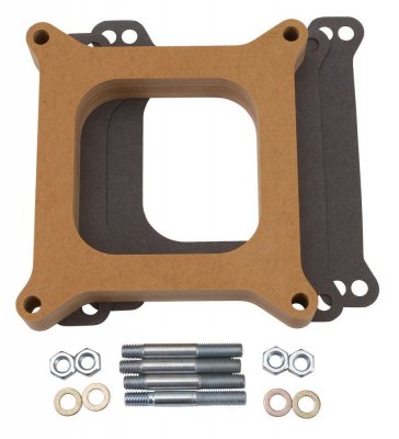 Persåkers Speedshop Carburetor Spacer, 1 in Thick, Open, Square Bore, Wood, Natural