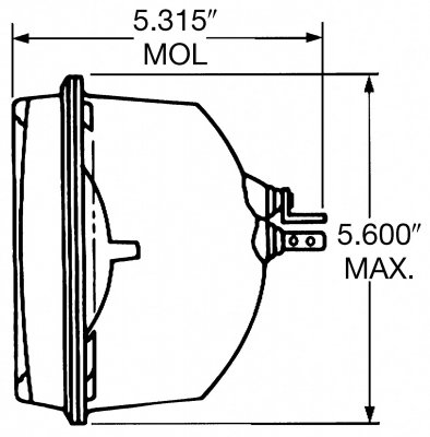 Sealed Beam 5,6" x 7,9", hel/halvljus