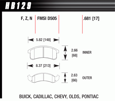Hawk bromsbelägg HB129F.681, Camaro/Firebird 1993
