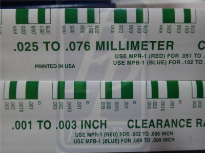 Plastigauge Grön, 0.001"-0.003"/0,025-0,076 mm