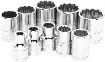 Hylssats i tum, Korta, 3/8", 12-kant, 1/4" - 13/16"